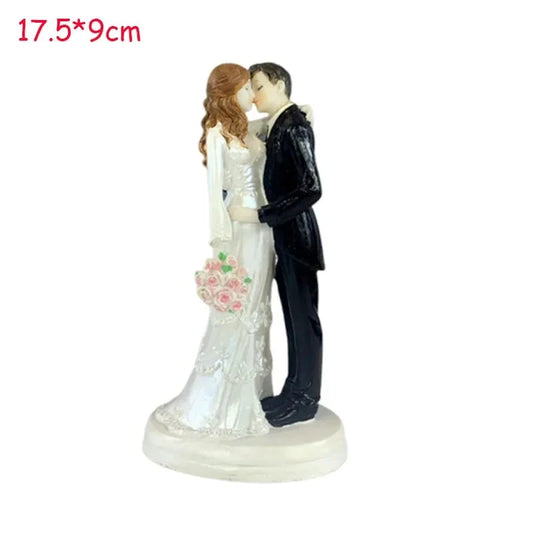 1PC Couple Figurines Miniatures Bride and Groom Cake Toppers Dolls Valentine's Day Wedding Anniversary Cake Decoration Supplies Good Vibrations