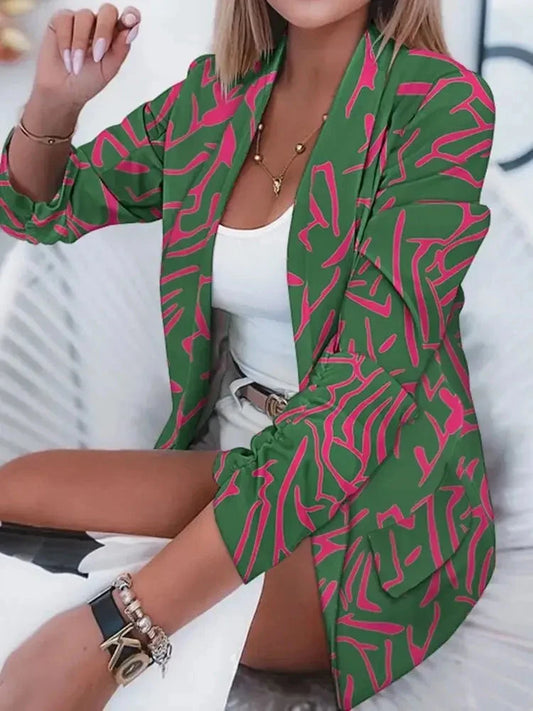 Women Blazer Anti-Pilling Suit Jacket Versatile Warm Stylish Button Placket Single Breasted Winter Formal Coat Good Vibrations