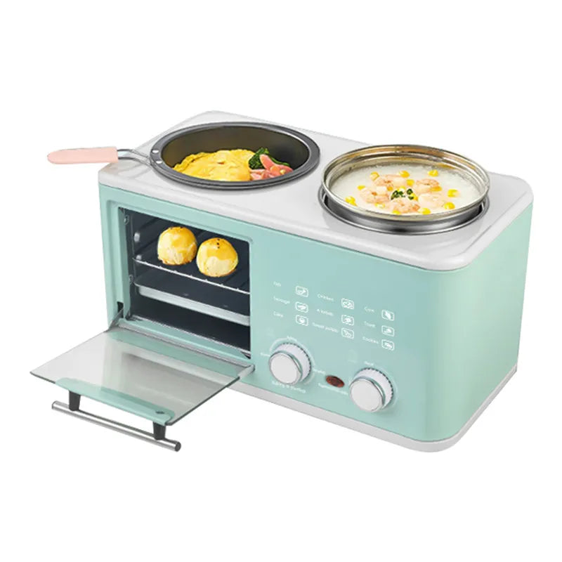 Household Electric 4 in 1 Breakfast Machine Mini Bread Toaster Baking Oven Omelette Fry Pan Hot Pot Boiler Food Steamer Good Vibrations Adult Super Store