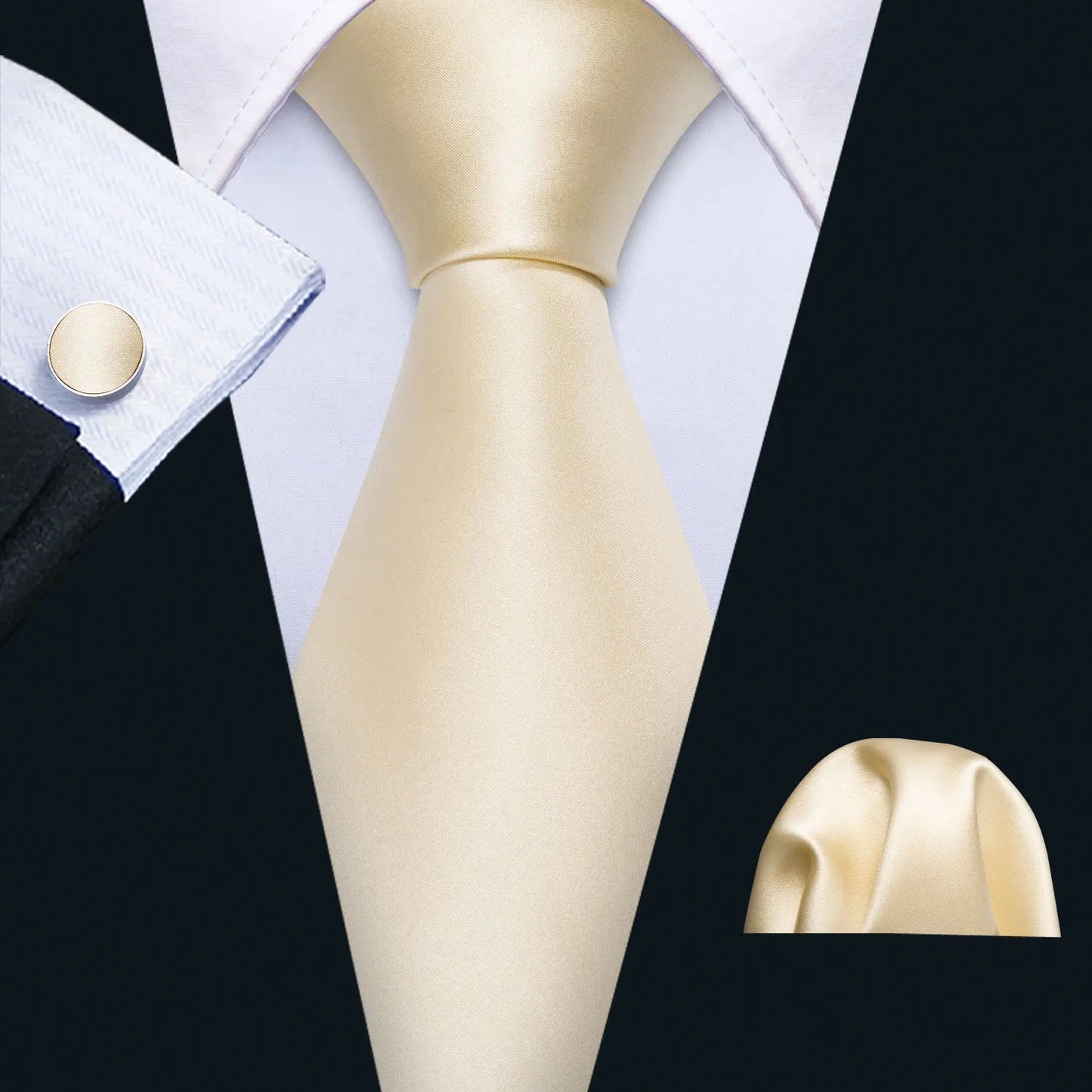 Mens Tie Ivory Red Green Blue Pink Geometric Solid Ties Hanky Cufflinks Set Necktie Formal Wedding Dinner Party Good Vibrations