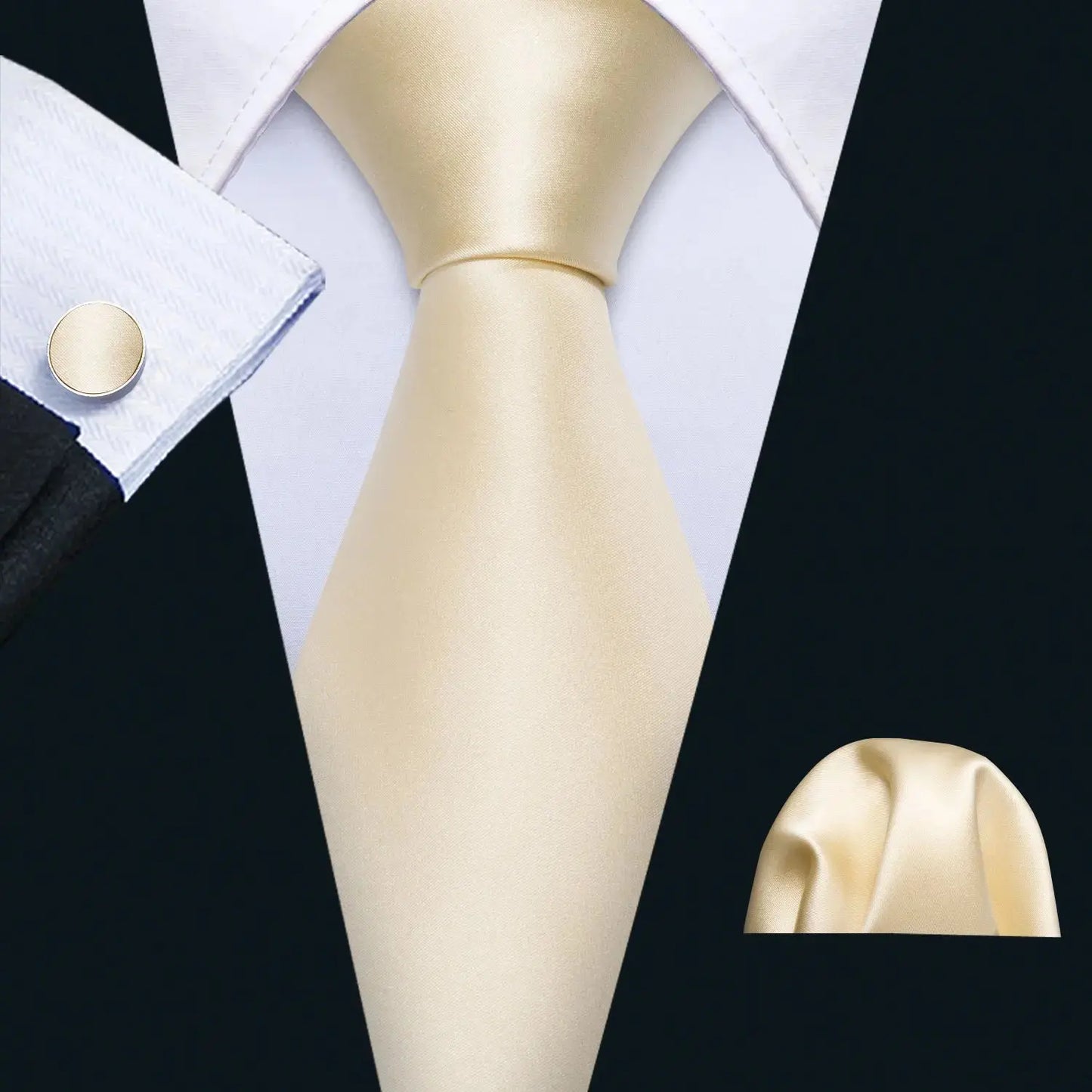 Mens Tie Ivory Red Green Blue Pink Geometric Solid Ties Hanky Cufflinks Set Necktie Formal Wedding Dinner Party Good Vibrations