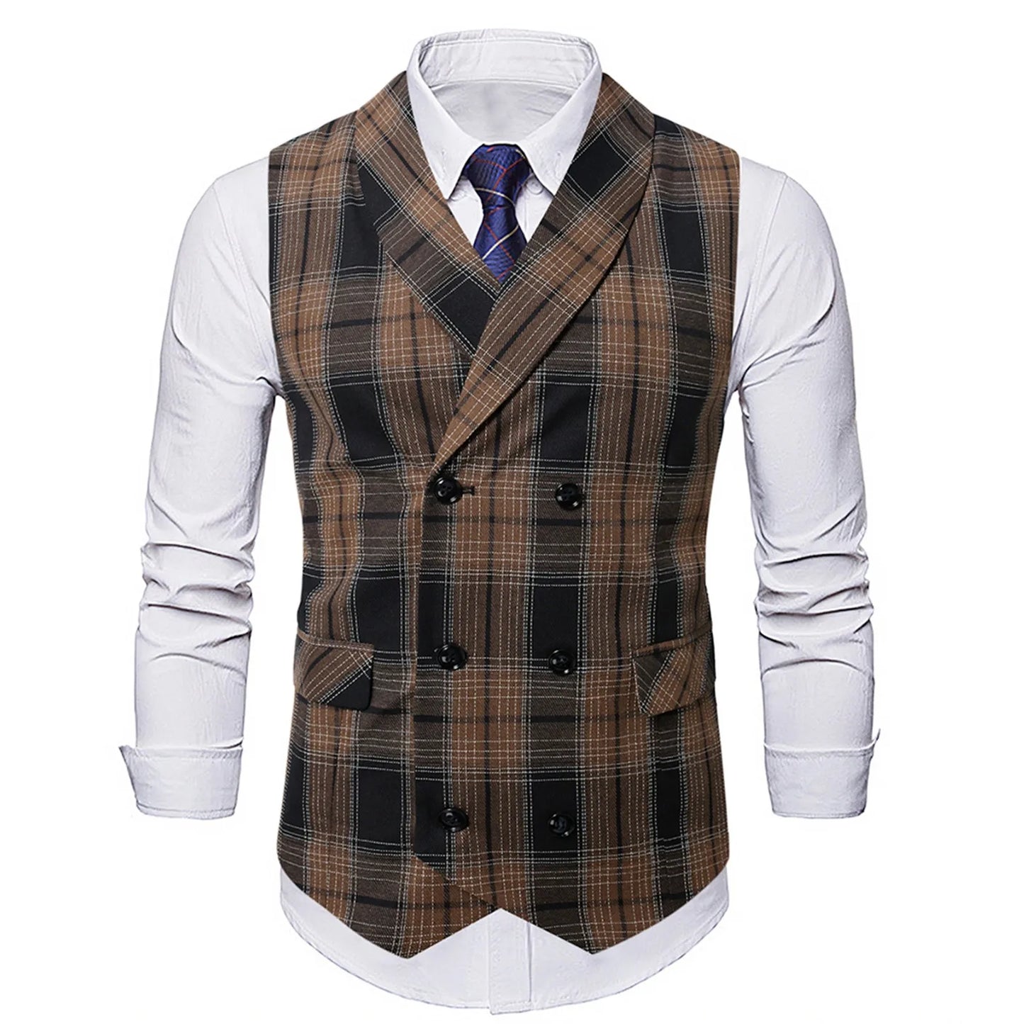 2025 Men's Spring Casual Single Button Suit Vest V Neck New Style British Men's Suit Vest Waistcoat Formal Business Suit Vest