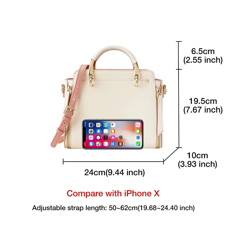 FOXER Women Split Leather Shoulder Bag Elegant Handbag Smal Tote Female Large Capacity Lady Crossbody Bag Stylish Messenger Bags Good Vibrations