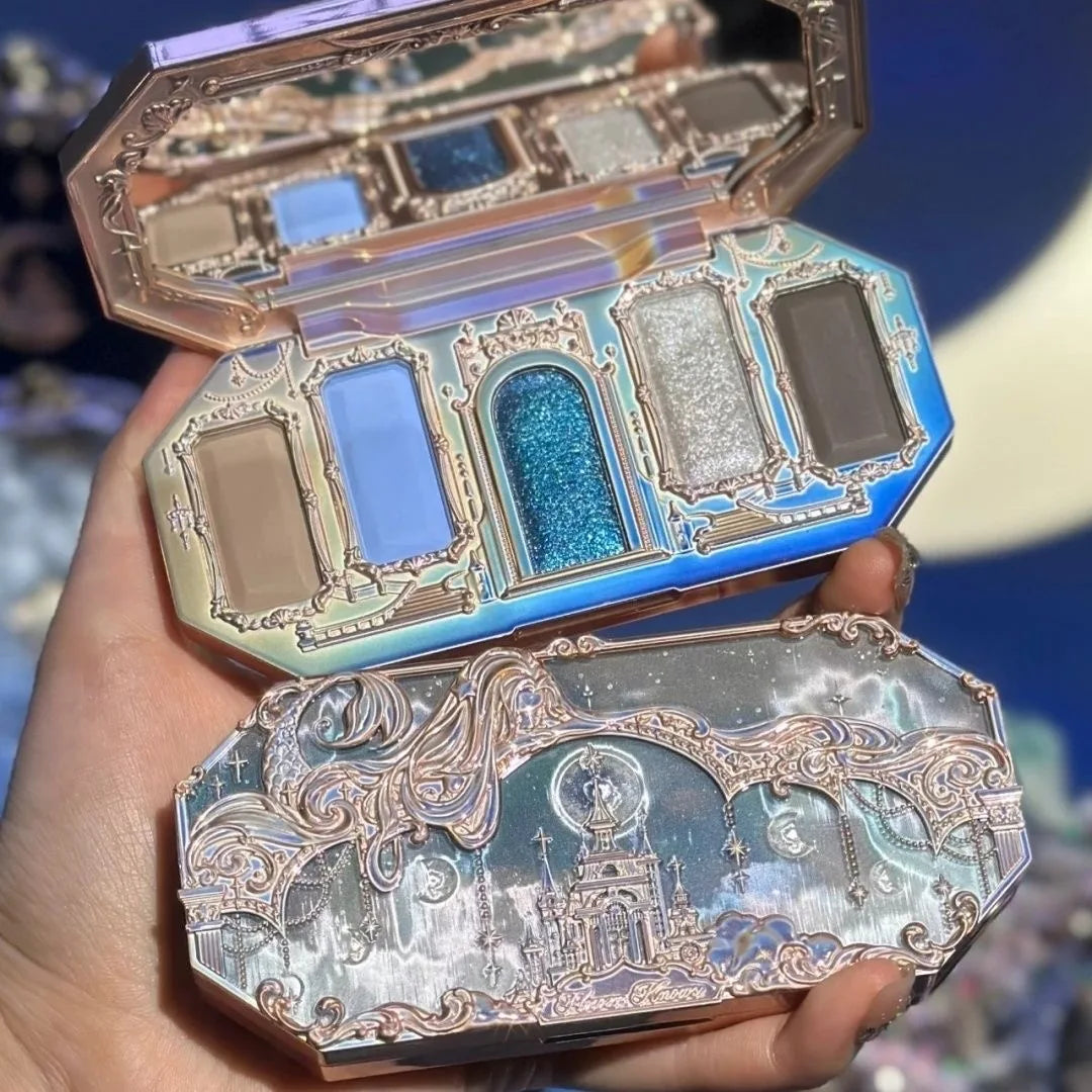 Flower Knows Moonlight Mermaid Eyeshadow Delicate Matte Glow Shimmer Chameleon Waterproof 5 Color Glitter Eye Shadow Palette Good Vibrations