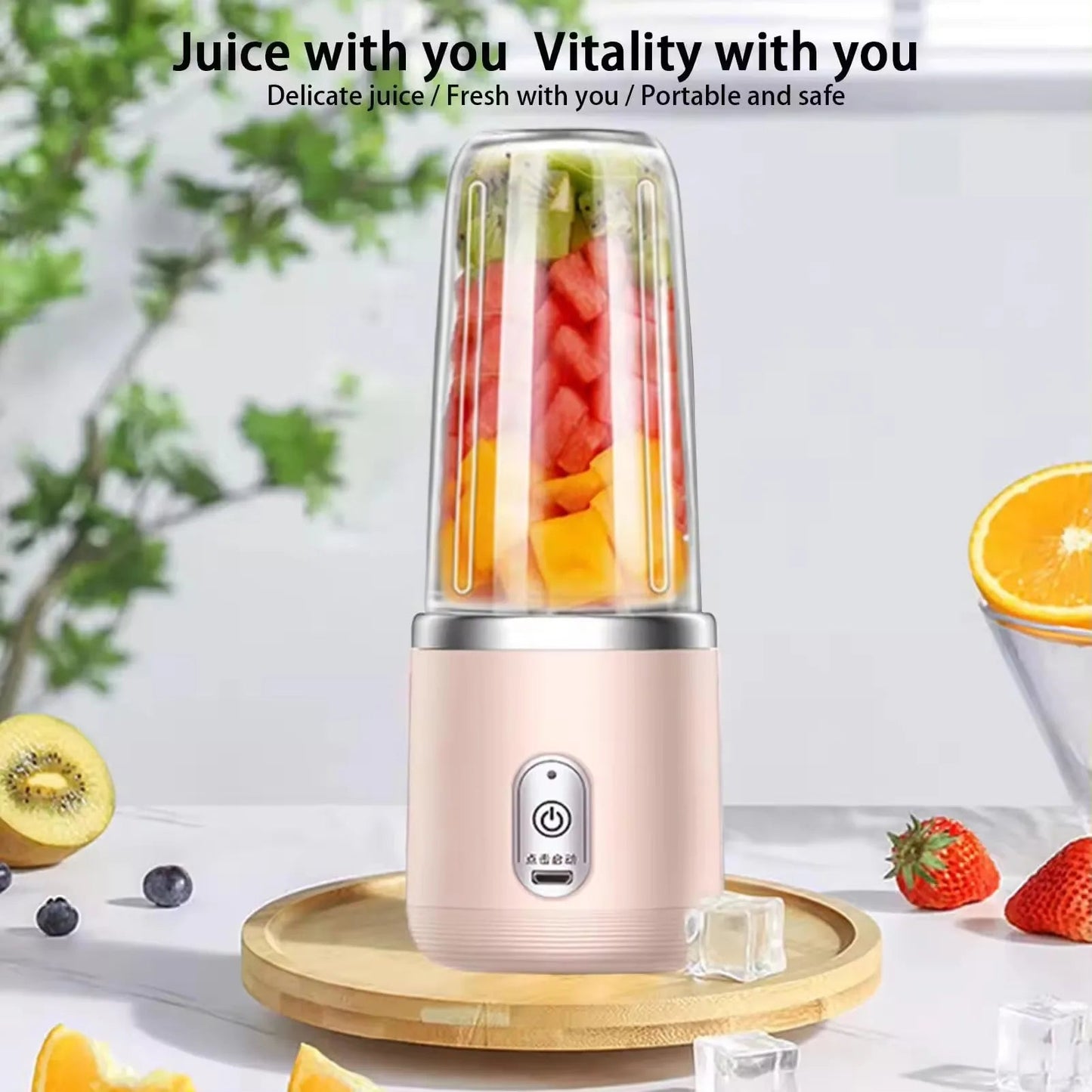 Portable Blender Bottle Multifunction Juice Blender Fresh Juice Smoothie Blender Ice CrushCup Food Processor Juicing Tool Good Vibrations
