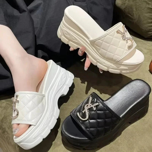 Women Sandals 2025 New Fashion Letters Platform Sandals Casual Comfortable Shoes Women Lightweight Non-slip Outside Slides Women Good Vibrations