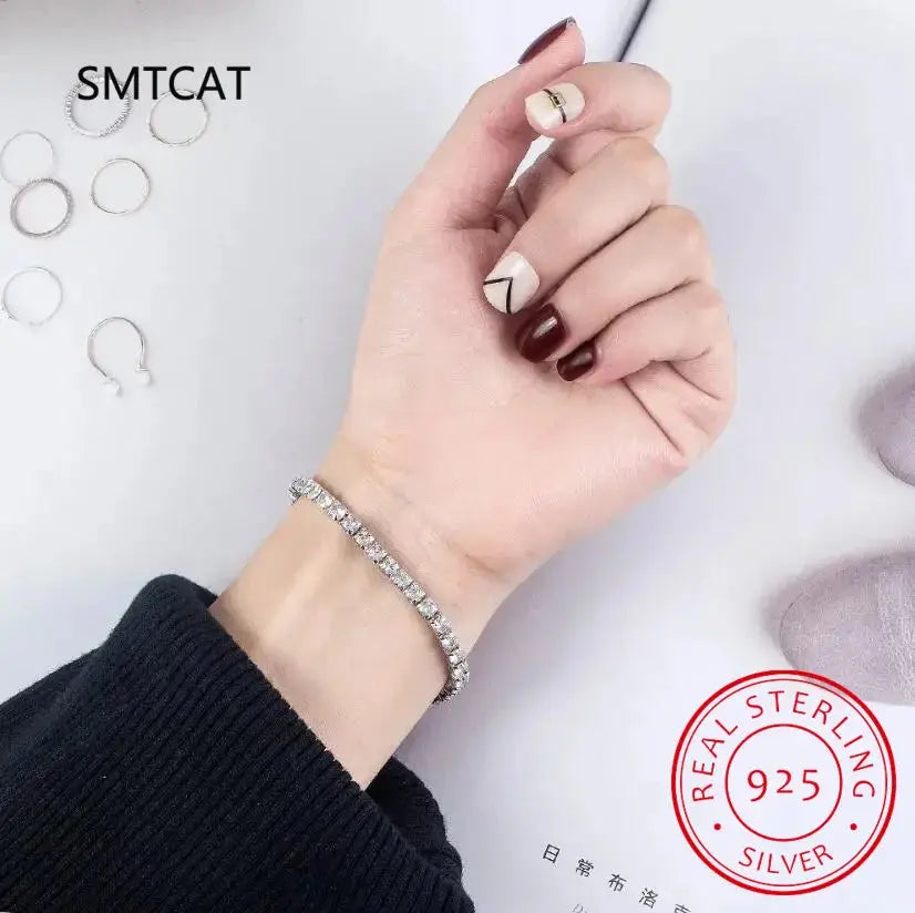 Charm Bracelet For Women High Quality S925 Silver Platinum Plated Moissanite Bracelet Sparkling Personality Wedding Jewelry Gift Good Vibrations