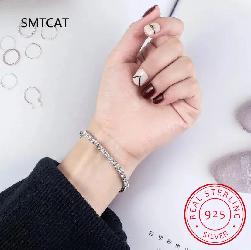 Charm Bracelet For Women High Quality S925 Silver Platinum Plated Moissanite Bracelet Sparkling Personality Wedding Jewelry Gift Good Vibrations