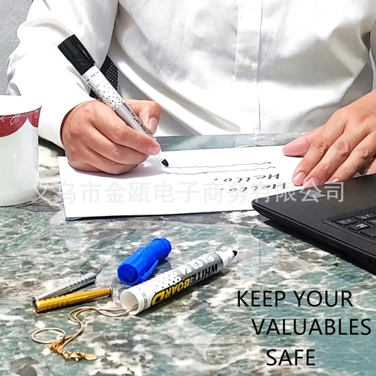 Blue marker safe hidden storage container for valuables.