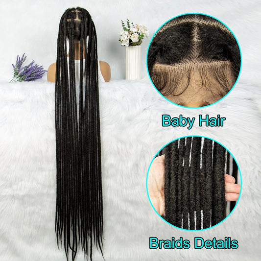 KIMA 60 inches Full Lace Braided Wigs Synthetic Lace Wigs Braided Wigs Crochet Wigs Faus Locs Braided Wigs for Black Women Good Vibrations