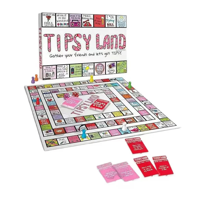 Tipsy Land Party Board Game, Fun Drinking Game for Friends Good Vibrations