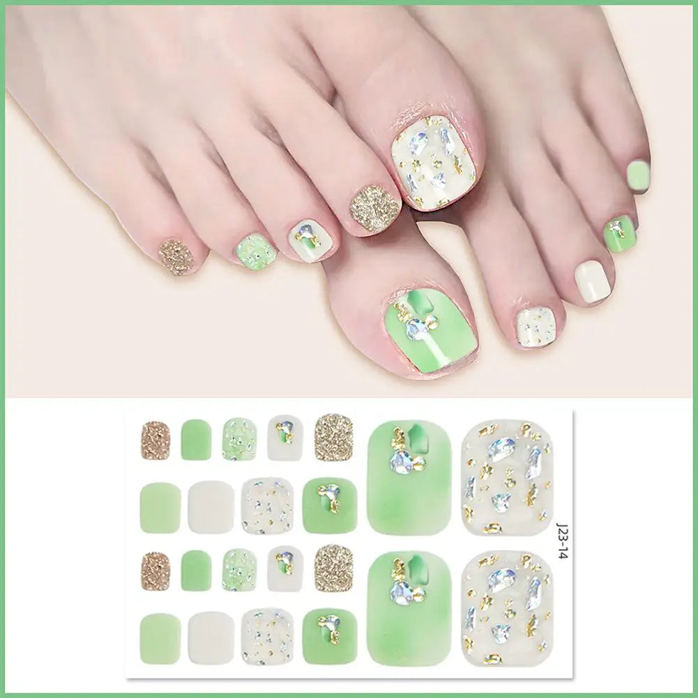 Nail Polish Film Toenail Stickers Solid Color Glitter Toe Nail Art Sticker DIY Waterproof Adhesive Nail Wraps Decals Decors Good Vibrations
