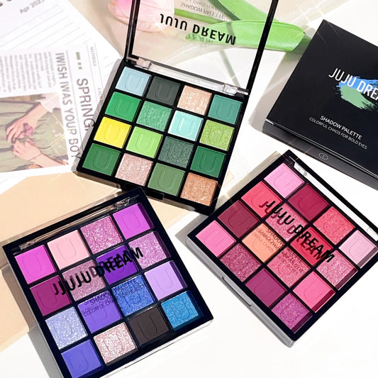16 Colors Eyeshadow Palette, Koi Mermaid Palette, Wizard of Oz, Pearlescent Matte, Fine Glitter, Macaron Eyeshadow Good Vibrations