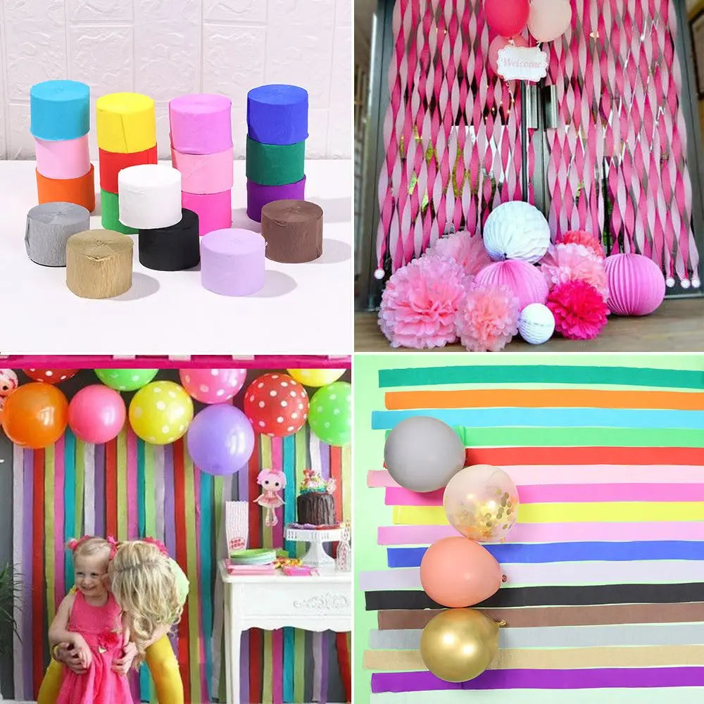 1 Roll DIY Party Supplies Baby Shower Decoration Garland Photography Backdrops DIY Paper Crepe Paper Streamers Wedding Decor Good Vibrations