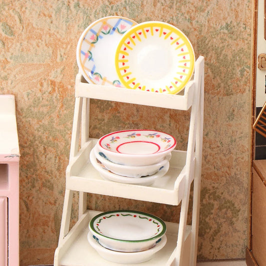Dollhouse Simulation Plates Set of 5, 1/12 Scale Kitchen Accessories for Pretend Play Good Vibrations