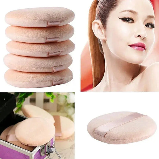 5pcs Round Facial Powder Foundation Puff ,Portable Soft Cosmetic Puff For Makeup Application, Beauty Tool Essential Make Up Good Vibrations