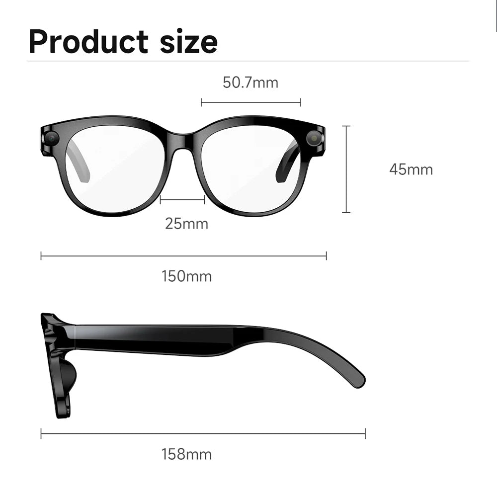 AI Smart Glasses Real-time Translation Dual Camera Bluetooth Call Sunglasses Shoot Audio Video Music Player Multifunctional Men Good Vibrations