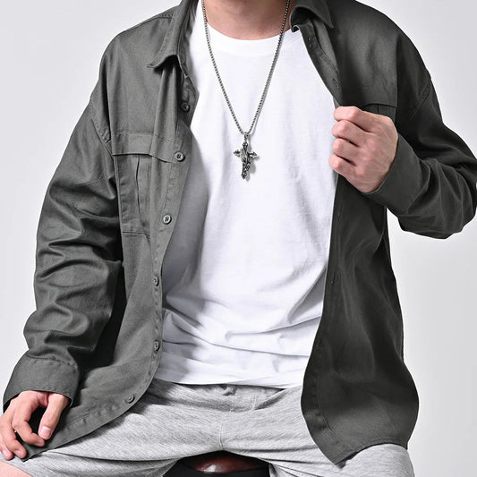 Necklace For Men National Retro Style Hand Of Prayer Stainless Steel Cross Fresh Fashion Necklace Personality Niche Pendant Good Vibrations