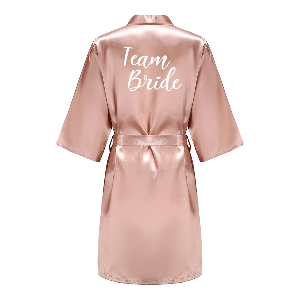 Wedding Bride Bridesmaid Robes for Women Bridal Party Gifts Team Dress Gown Silk Satin Sleepwear Kimono Sexy Summer Bathrobe Good Vibrations