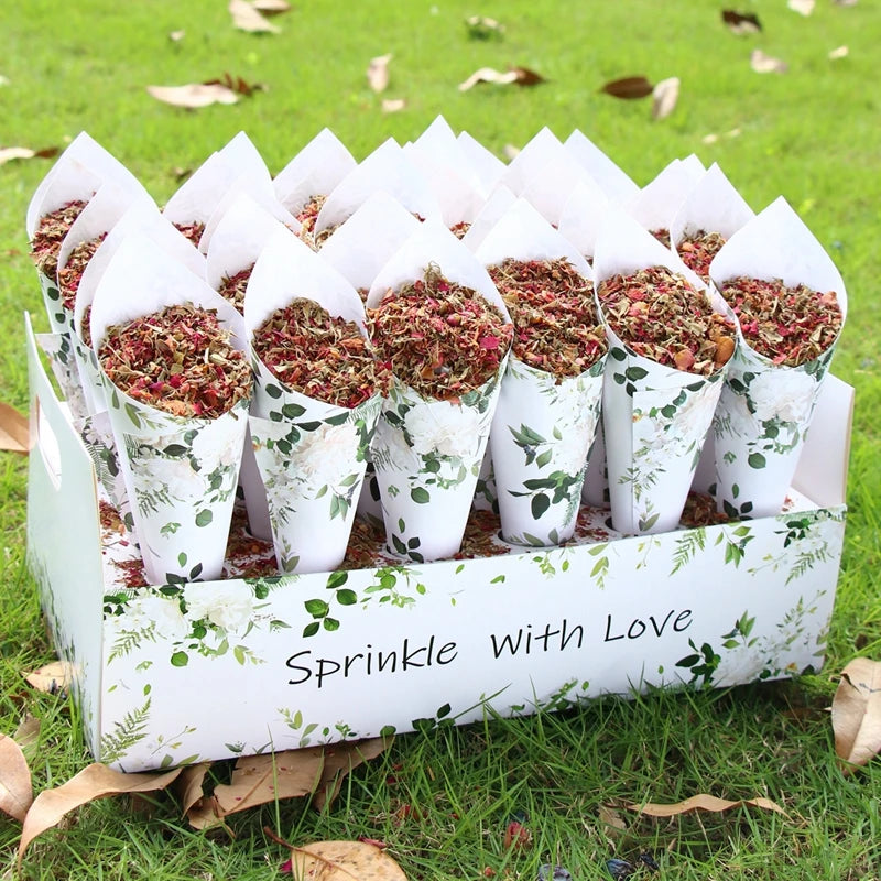 Kraft Paper Wedding Tray Confetti Cone Stand Box Tray Rustic Wedding Decoration Wedding Confetti Cones Wedding Cones Set supply Good Vibrations