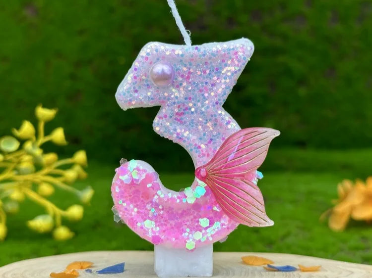 Digital Birthday Candles Party Decoration Birthday Pink Candles Sparkling Pink Beauty Fish Tail Wedding Boys Girls Gifts Number Good Vibrations