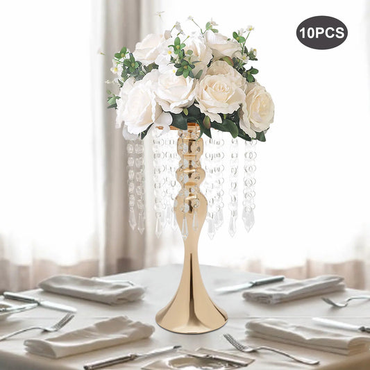 Crystal Flower Stand Wedding Centerpieces Metal Flower Vase Holders for Wedding Party Decor (Gold/Silver) Good Vibrations