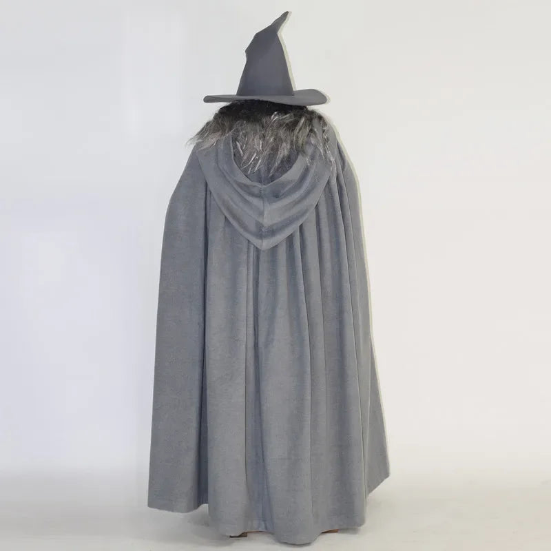 25 Wizard Costumes with Grey Cloak No Wig and No Beard Thick Woolen Suit with Exquisite Design Halloween Fancy Party Costumes Good Vibrations