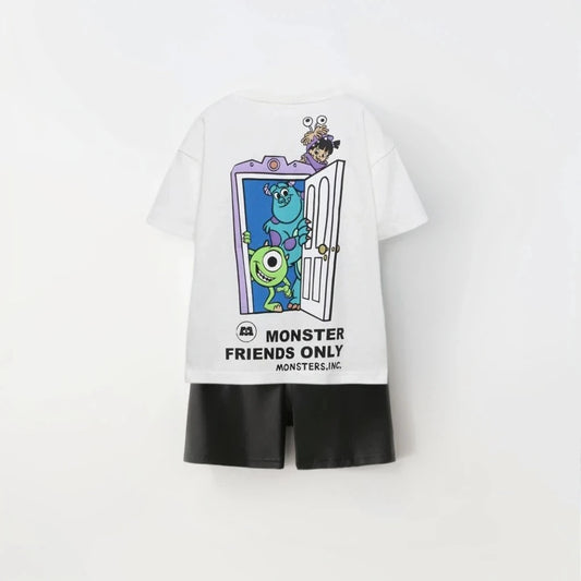 Short Sleeve Outfits Kids Summer Clothing 1-7years Old Child Costume Cartoon Tees Toddler Boys New Fashion T-shirt+shorts Good Vibrations