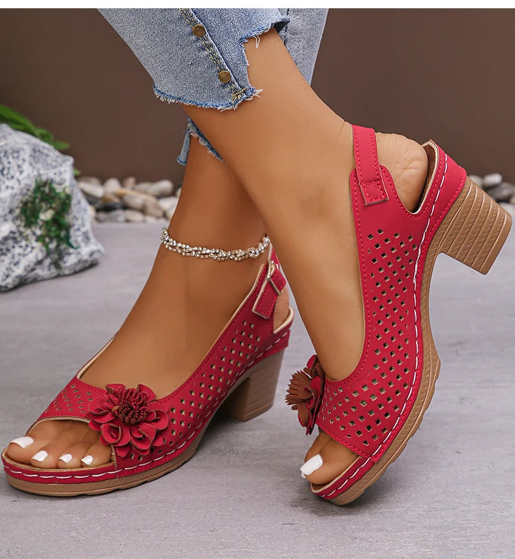 Women's Sandals Sweet Heels Sandals Summer Woman Shoes Fashion Heeled Sandalias Mujer Elegant Shoes Summer Footwear Women 2025 Good Vibrations