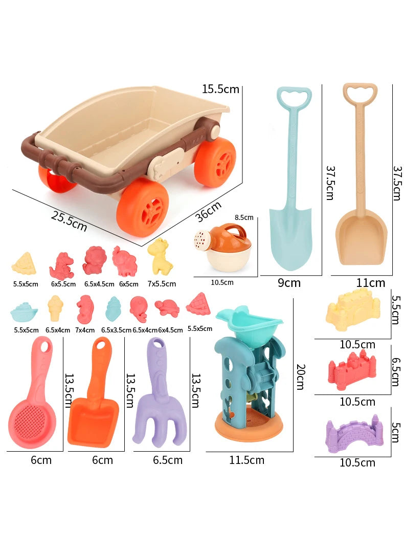 Kid Trolley Beach Play Toy Sandbox Shovel Animal Molds Beach Accessories Dig Sand Toy Outdoor Seaside Water Game Kid Fun Gift Good Vibrations