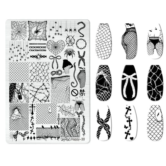Halloween Series Celebration Nail Stamping Plate Cute Skull Pattern DIY Nail Art Image Stamp Stamper Manicure Template Good Vibrations