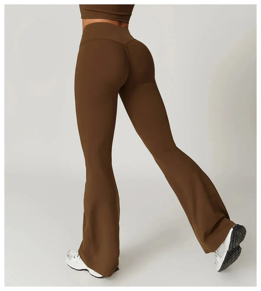 High Waist Crossover Flare Yoga Leggings for Women V Cross Tummy Control Wide Leg Bell Bottoms Fitness Pants Gym Leggings Good Vibrations