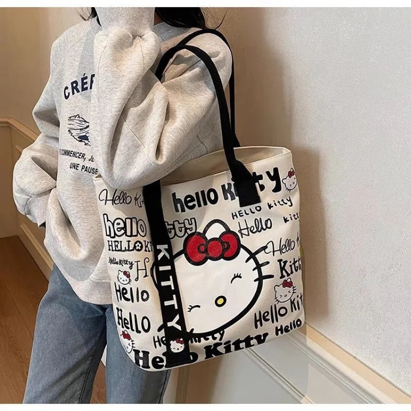 Sanrio Hello Kitty Shoulder Bag Cute Cartoon KT Cat Handbag Girls Backpack Schoolbag Holiday Gifts Good Vibrations