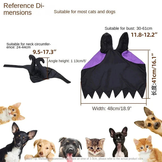 Halloween Witch-Shaped Costume cat Purple Vampire Cape Puppy Wizard Devil Horns Hat Pet Holiday Outfit for Small Middle-Sized Do Good Vibrations
