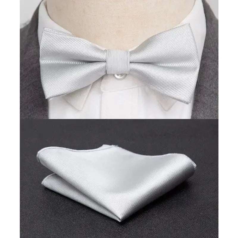 Mens Bowtie Cravat Set Solid Black Pink Red Fashion Butterfly Ties for Men Handkerchief Party Man Gift Wedding Dress Accessories Good Vibrations