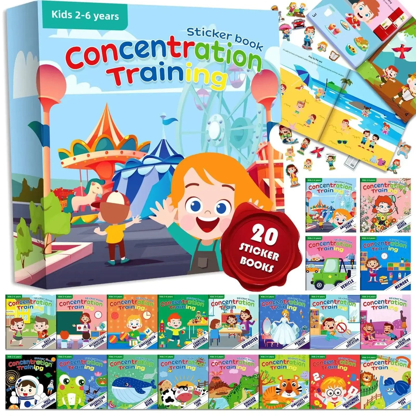10/20 Volumes of New Sticker Book Focus Potential Development Stickers Children Enlightenment Baby Early Education Book Good Vibrations