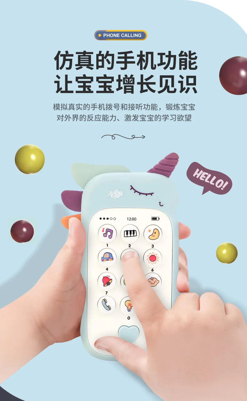 Baby Phone Toy Music Sound Telephone Sleeping Toys With Teether Simulation Phone Kids Infant Early Educational Toy Kids Gifts Good Vibrations