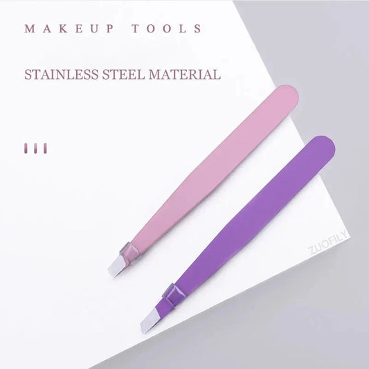1pc Stainless Steel Eyebrow Tweezer Face Hair Removal Tweezers Colorful Makeup Eyelash Tweezer Eye Brow Clips Makeup Tools Good Vibrations