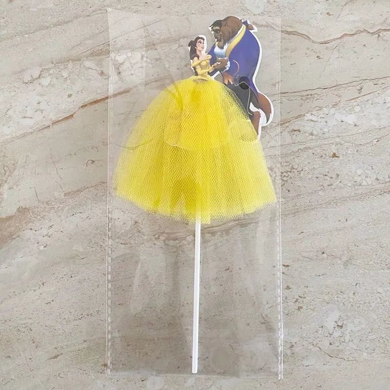 1pcs/lot Tangled Snow White Jasmine Princess Theme Birthday Party Girls Favor Decorate Tiana Beauty Beast Design Cupcake Toppers Good Vibrations
