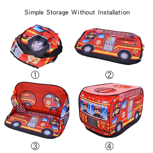Children's Car Tent House Fire Truck Indoor And Outdoor Game House With Sunroof Toys Good Vibrations