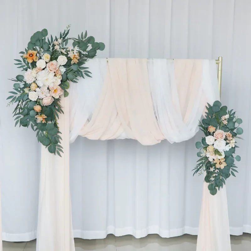 2pc Rose Artificial Flower Wedding Arch Flower Arrangement Country Wedding Ceremony Floral Garland Reception Backdrop Decoration Good Vibrations