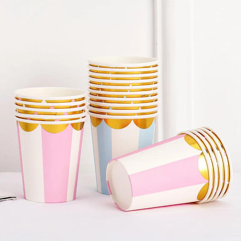 10PCS Colored Paper Cups Gold Dot Pink Blue Disposable Cup Wedding Birthday Party Disposable Tableware Disposable Paper Cup Set Good Vibrations
