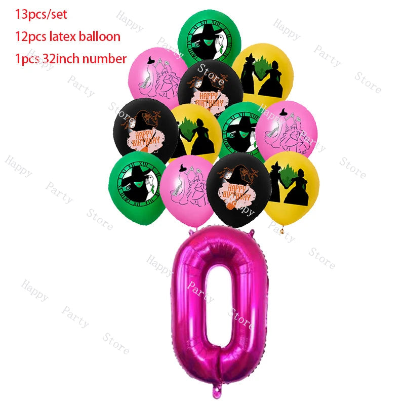 Wicked Birthday Party Decoration Magic Witch Balloon Backdrop Tableware Split Sales Wicked Birthday Party Supplies Good Vibrations