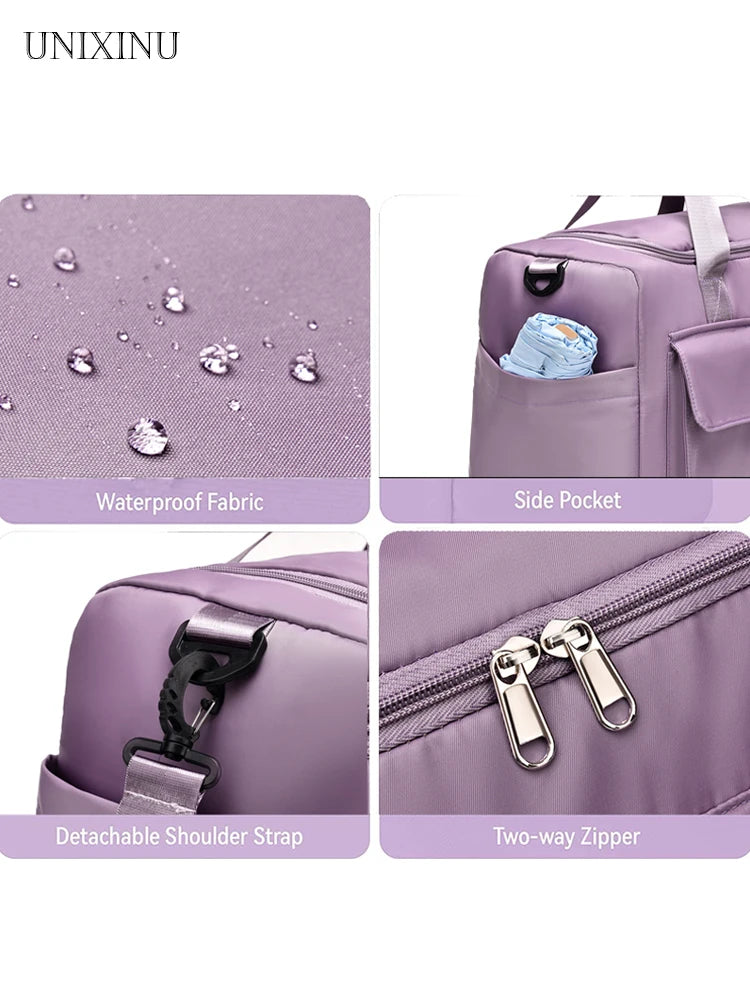 UNIXINU Carry On Travel Bag Large Capacity Weekender Overnight Duffle Bags with Shoe Compartment Sports Fitness Bags for Women Good Vibrations