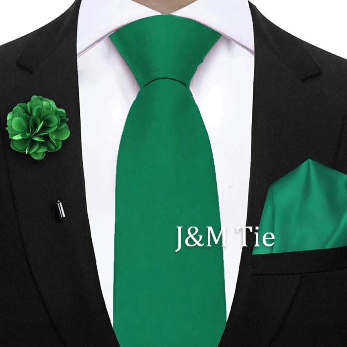Mens Ties Set Sage Green Pink Grey Brown NeckTie Pocket Square Brooch Wedding Tie Suit Accessories Fit Group Holiday Party