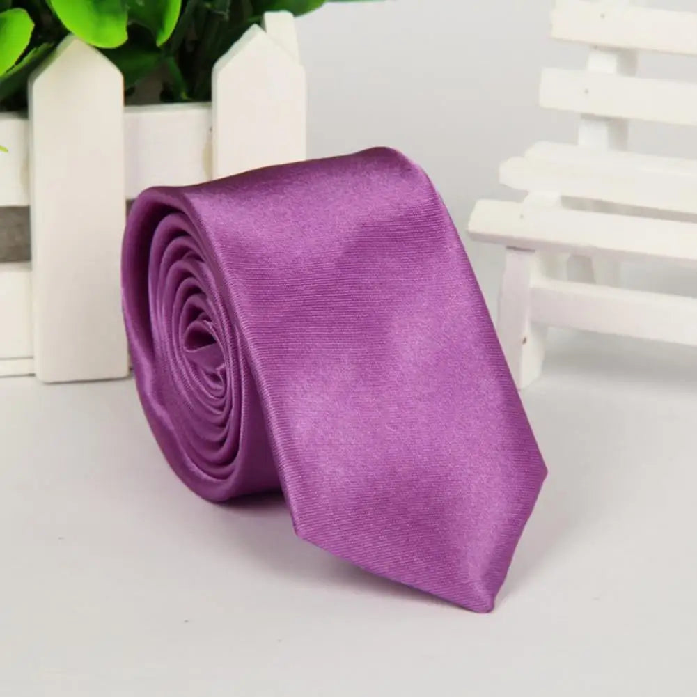 Mans Accessories Slim Skinny Tie for Men Jacquard Woven Solid Champagne Orange Red Purple Blue Ties Wedding Necktie corbatas par Good Vibrations