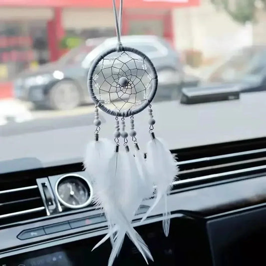 Car Ornament Interior Accessories Dream Catcher Car Pendant for Girls Feather Crystal Mirror Hanging Pendant Home Decor Lucky Good Vibrations