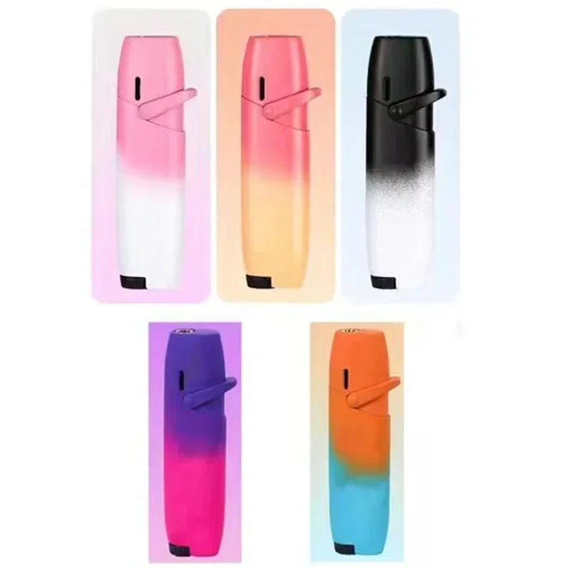 Metal Gradient Inflatable Rocker Lighter Windproof Pink Flame Butane Gas Outdoor Lighter High Beauty Gift for Men and Women Good Vibrations Adult Super Store