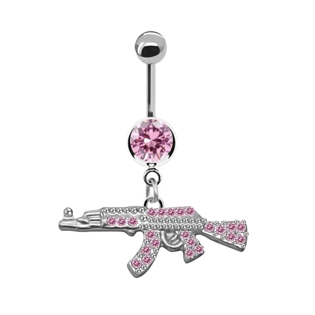 Dainsty Dangled Belly Button Rings Surgical Steel 14G Bar Navel Piercing Ring Crystal CZ Bee Flower Heart Belly Ring Ear Jewelry Good Vibrations Adult Super Store