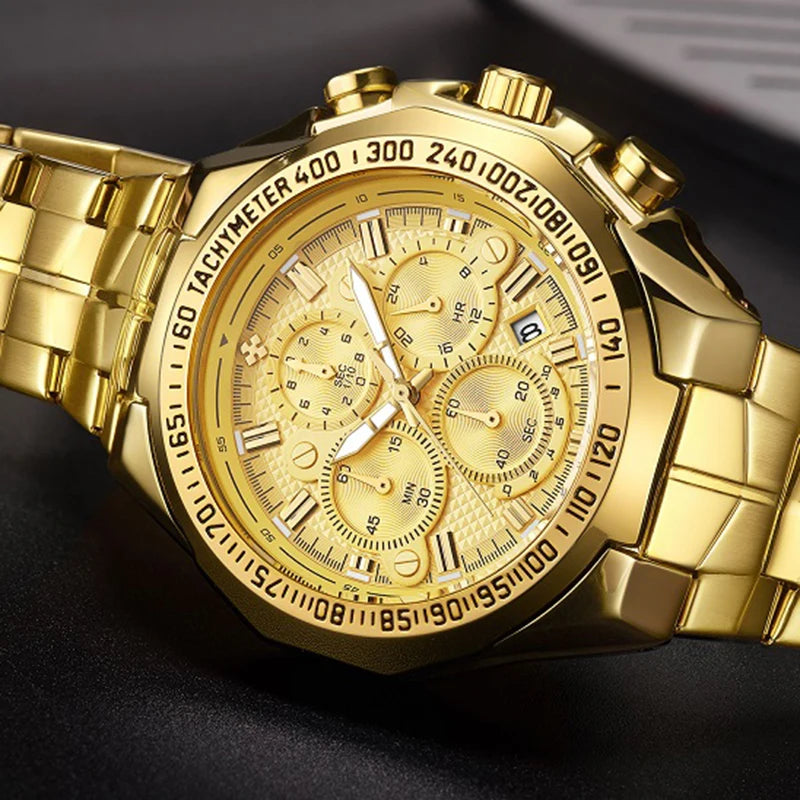 Relogio Masculino WWOOR Mens Watches 2024 Top Brand Luxury Wrist Watches For Men Gold Big Golden Male Chronograph Wristwatch Man Good Vibrations